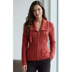 Vintage Eddie Bauer Full Zip Cardigan Sweater Red Size M